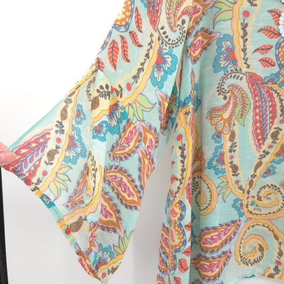 Zac and Rachel paisly print crochet tunic top Size 2X mint green 3/4 sleeve Boho - Picture 3 of 7